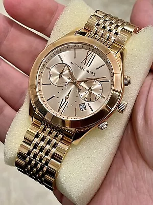 Michael Kors Rose Gold Stainless Steel Bracelet Chronograph Watch MK5775 • $115