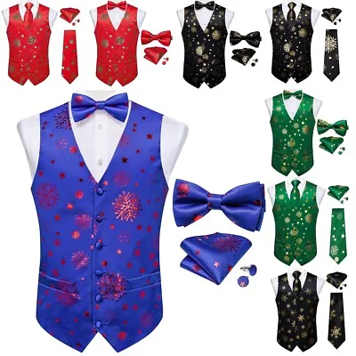 Mens Christmas Christmas Suit With Snowman Snowflake Tree Xmas Tuxedo Vest • $19.99