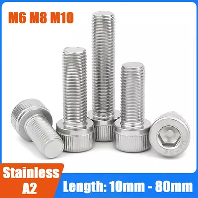 Allen Bolts Fine Threaded Socket Cap Screws Hex Head A2 Stainless M6 M8 M10 • £1.26