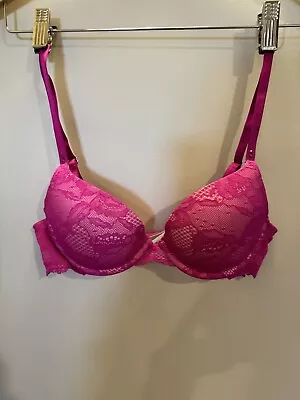 Victoria's Secret Biofit Demi Push-up Bright Pink Jewels Underwire Bra Pink 34B • $7