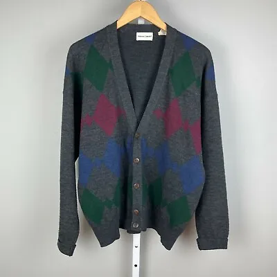 Vintage 90s Potomac Collection Argyle Wool Blend Cardigan Sweater Mens Large • $29.99