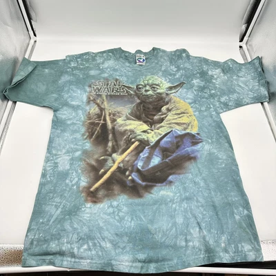 $144.95 • Buy Vintage Star Wars Empire Strikes Back Yoda 1997 Made In USA Liquid Blue XL Shirt