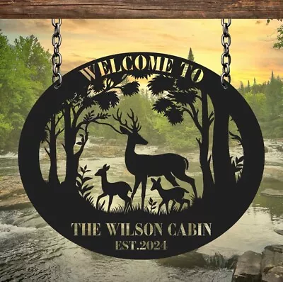 Custom Deer Outdoor Cabin Sign Deer Forest Sign Deer Hunter Gift  Cabin Decor • $41.99