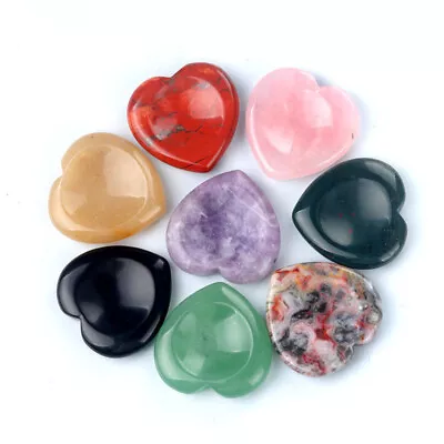 1PC 1.6  Polished Heart Shape Crystal Worry Stone Quartz Healing Reiki Chakra • $5.99