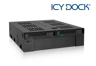 New ICY Dock ExpressCage MB322SP-B 2 Bay 2.5  SAS SATA SSD HDD Mobile Rack • £47.99