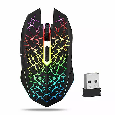 Wireless USB Optical Mice Gaming Mouse 7 Color LED Backlit Rechargeable For PC • $11.99