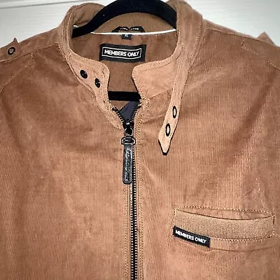 Rare Vintage Members Only Jacket Mens XL Full Zip Cord Racer Rich Brown • $49