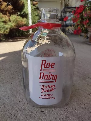 Roe Roe's Dairy Sioux City Iowa Ia  One Gallon Milk Bottle Hard To Find • $135