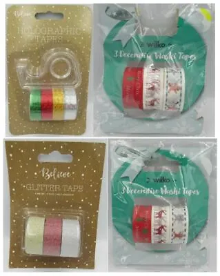 Washi Tapes Glitter Holographic And Christmas (4 Packs) • £6