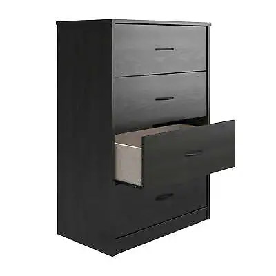 $74.99 • Buy Bedroom Storage Cabinet Chest Of Drawers With 4 Drawers Dresser Nightstand Black