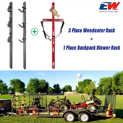 ELITEWILL 3 Place Weedeater Rack & 1 Place Backpack Blower Rack For Open Trailer • $105.99