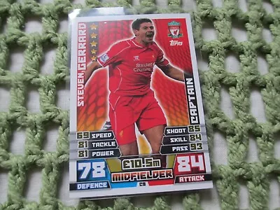 Match Attax Attack 14/15 2014/15 #C9 Steven Gerrard Captain Card Liverpool MINT • £1.95