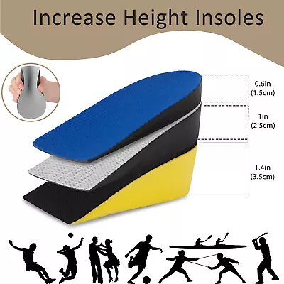 $6.95 • Buy Height Increase Shoes Insole Inserts Taller Invisible Lift Heel Pads Men Women