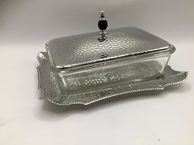 £20 • Buy Antique Arts & Crafts Hammered Silver Plated Butter Dish C1890
