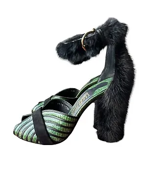 NEW! $1690Salvatore Ferragamo FATA Reptile Leather Sandals Mink Pumps 7.5 • $475