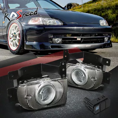 Clear Lens Front Bumper Driving Fog Lights W/Switch For 92-95 Honda Civic Sedan • $55.88