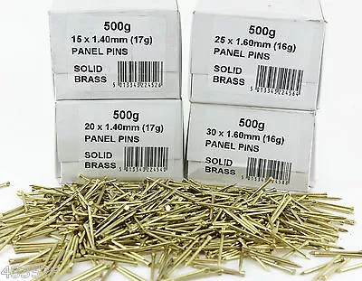 Solid BRASS PANEL PINS 15 20 25 30 & 40 MM Long CLEARANCE ZQ • £24