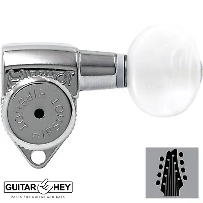 NEW Hipshot 8-String Grip-Lock LOCKING TUNERS Oval Pearl Buttons 4x4 Set CHROME • $129.95