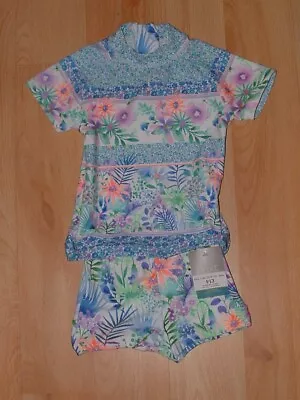 Bnwt  Next Baby Girl Floral  Uv 50+  Sun Suit  2 Part Set Age 3-6  Months • £8.99