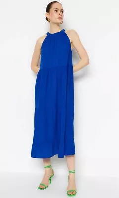 Trendyol Collection Blue Wide Cut Woven Halter Neck Maxi Dress • £6.50