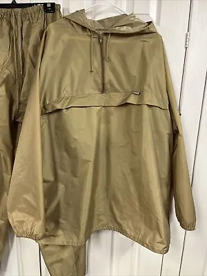 Rainfair Men’s Size XL Nylon Rainsuit Pants And Pullover Jacket In Khaki • $24.99