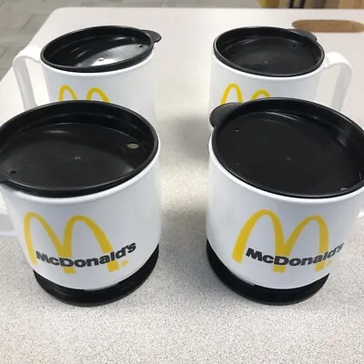 Lot Of 4 McDonald's Plastic Travel Coffee Mugs With Lid And Base • $32.50