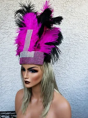 $24.99 • Buy Showgirl Hat Headdress Feather Pink Carnival Las Vegas Show 