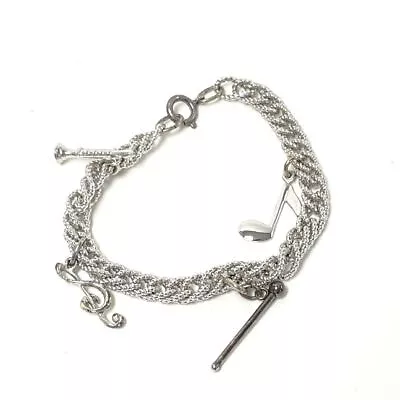 Vintage Sterling Silver Link Bracelet W 4 Marching Band Charms 7  • $23.74