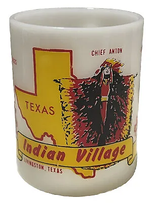Vintage Indian Village Livingston Texas Federal Milk Glass Coffee Cup/Mug • $13.50