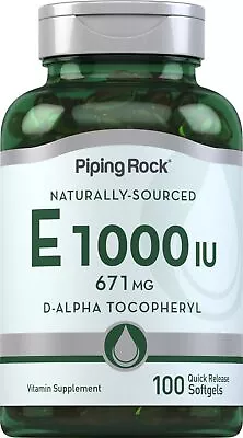 Vitamin E 1000 IU Softgels | 120 Count | With D-Alpha | Non-GMO | By Piping Rock • $22.99
