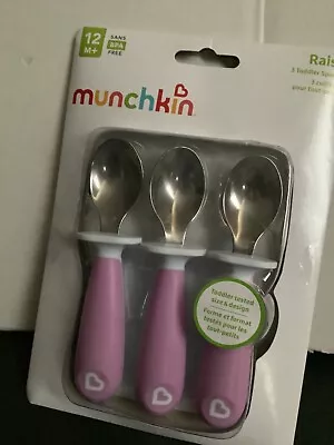 Munchkin 3 Toddler Pink Spoons BPA Free Hearts On Handle- Free US Ship • $8.50