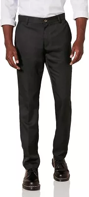 Essentials Men's Slim-Fit Flat-Front Dress Pant Black 30W X 34L • $11.83