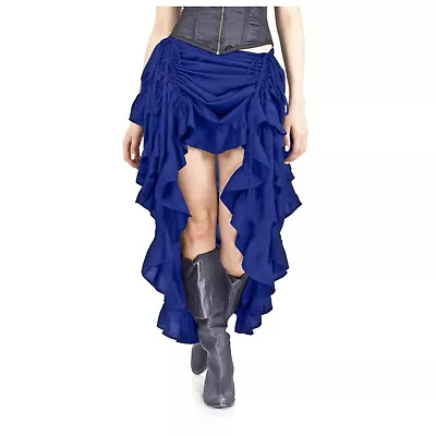 Adult Women's Adjustable Saloon Showgirl Skirt Steampunk Western Burlesque Blue • $36.68