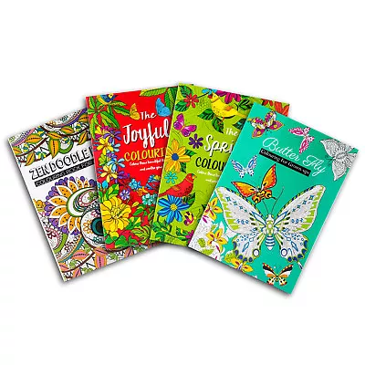 4PK Adult Colouring Books A4 Size Fun Relaxing Mindfulness Florals Patterns • $20.95