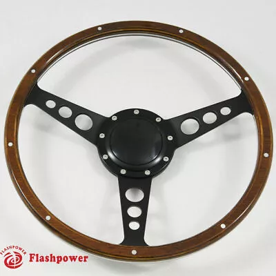 15  Black Wood Steering Wheel Ford Ranger Austin MG GT MGB Midget W/Horn • $195