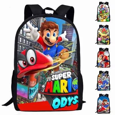 Super Mario Kids Backpack Kindergarten Primary Student School Book Bag Rucksack﹤ • £17.29