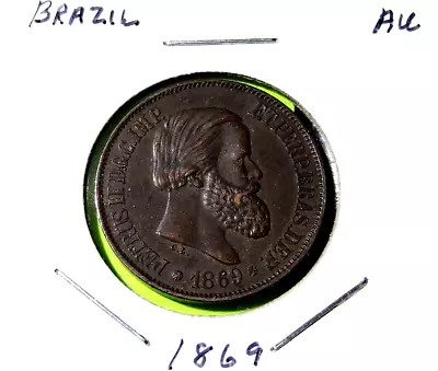 1869 Brazil 20 Reis World Brazilian Coin • $22.95