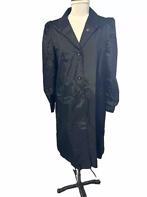 Weather Wise By Micki! Black Nylon Button Up Rain Coat Vintage 60s 70s Size 9/10 • $29.99