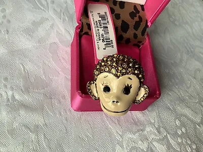 *betsey***johnson***brown*crystal*monkey*ring*new**in*box*vintage* • $39.99