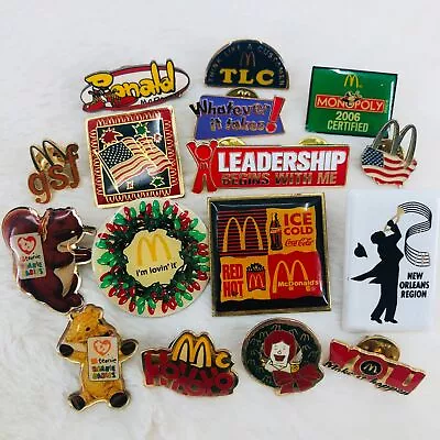 Vtg McDonalds Employee Advertising Enamel Lapel Pin Lot Of 15 Beanie Babies Xmas • $19.99