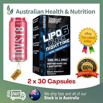 2 X NUTREX RESEARCH LIPO 6 BLACK NIGHT TIME + FREE SAME DAY SHIPPING & DVST8 CAN • $63.96