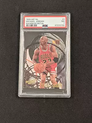 1995 Metal Michael Jordan Maximum Metal Die Cut PSA 7 NM Card #4 The GOAT Bulls • $74.99