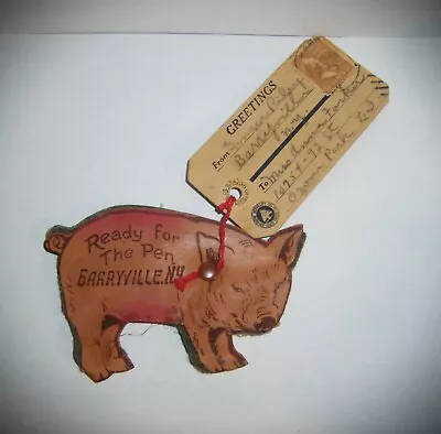 PIG Ink Blotter Souvenir BARRYVILLE NY Martha Washington Stamp Leather Vintage • $17.99