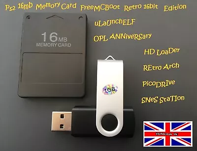 £14 • Buy Ps2 16mb Memory Card Free MCBoot Magic Gate With USB Retro 16bit Edition