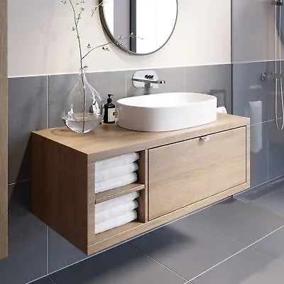 £469 • Buy Bathroom Wall Hung Vanity Unit Sink Cabinet Wash Basin Sink Storage Drawer 1100