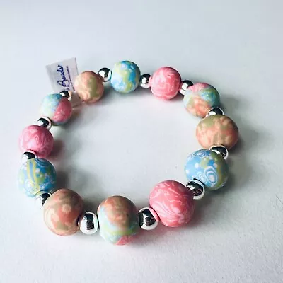 Viva Beads Chunky Handmade Beaded Stretch Bracelet NWT • $20.50