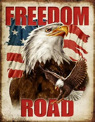 New Freedom Road Decorative Metal Tin Sign Made In The USA Patriotic • $12