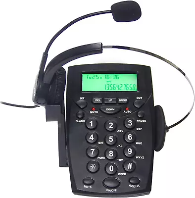 Corded Call Center Headset Telephone Dialpad & Monoral Noise Cancelling Headphon • £52.40