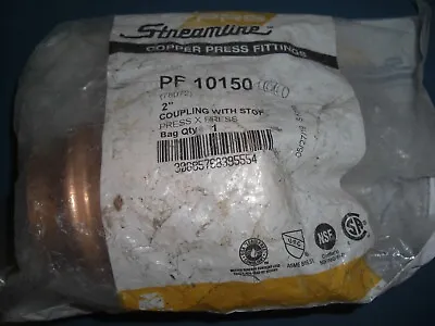 PRS Streamline Copper Press Fitting PF 10150 2  Coupling With Stop • $18.99