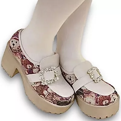 Yösuke Lolita Teddy Bear Bejewelled Chunky Block Heel Shoe￼s UK Size 5 – NEW • £49